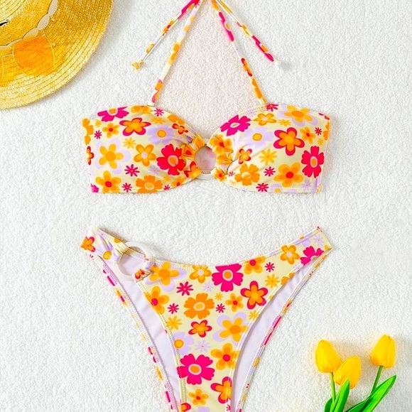 Other - Women's 2 Piece Swimsuits O Ring High Waist Bandeau Bikini Set Bathing Suit